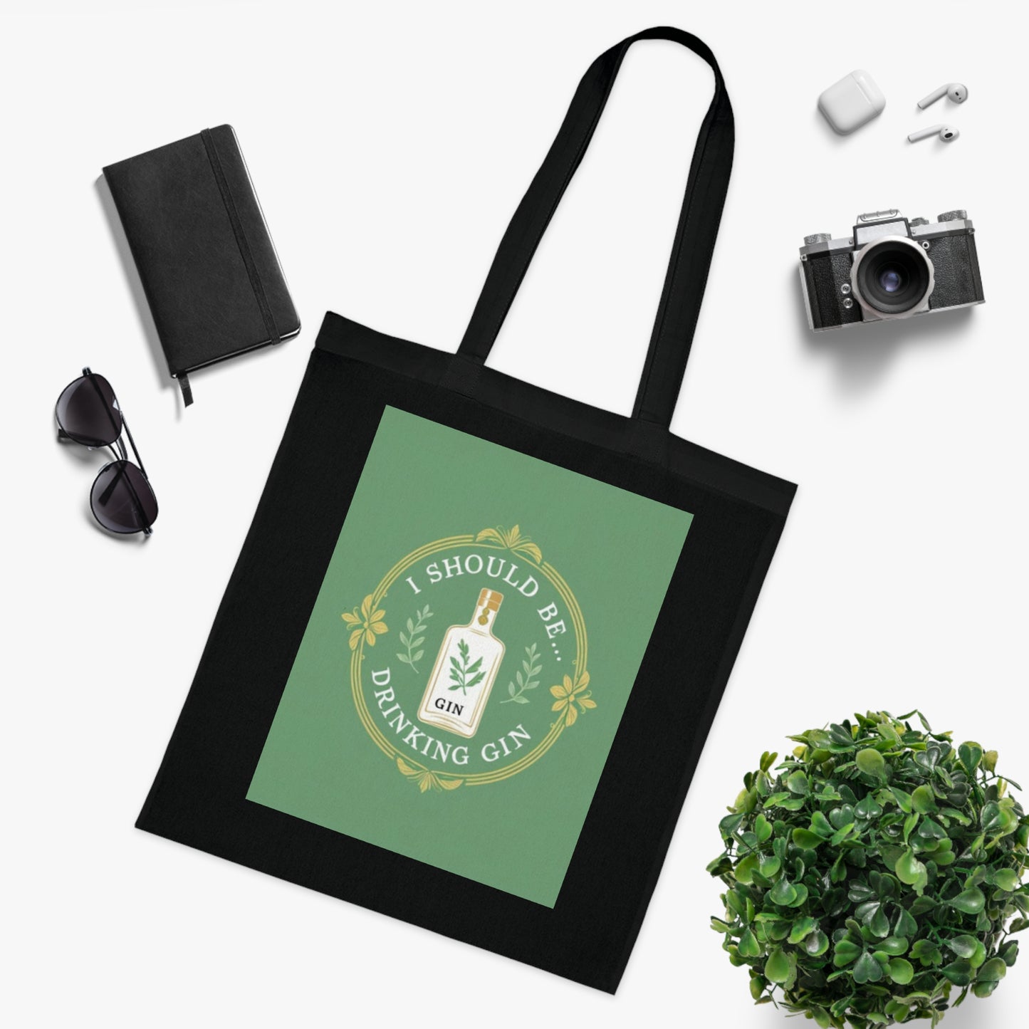 Gin Tote Bag — "I Should Be Drinking Gin" Cotton Market Tote