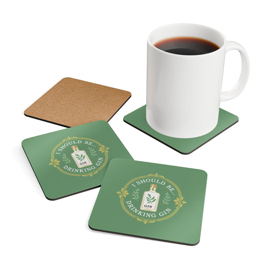 I Should Be Drinking Gin Cork Coaster Set — 4-Pack Corkwood Drink Coasters