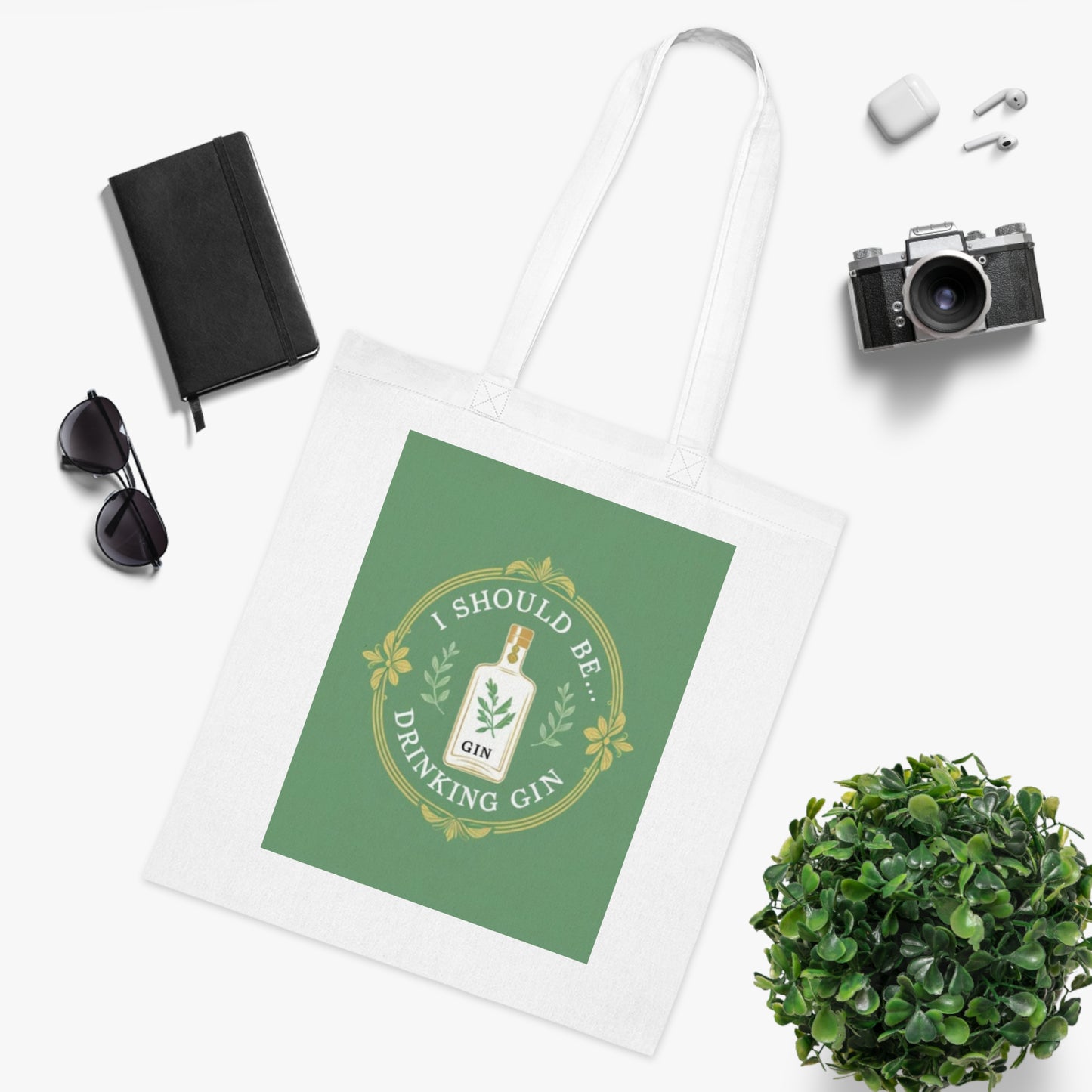 Gin Tote Bag — "I Should Be Drinking Gin" Cotton Market Tote