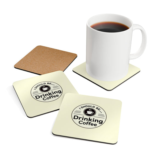 Cordwood Coaster Set — "I Should Be... Drinking Coffee" (Set of 4)